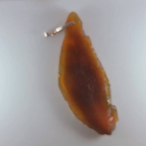 Carnelian Agate Pendant Sterling Silver 2.5" Slice Polished Natural Stone - Picture 5 of 10
